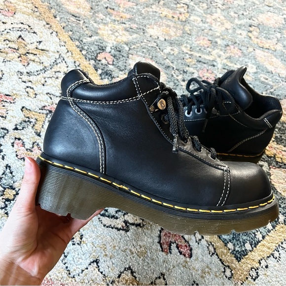 Vintage Dr. Martens 90’s Chunky Platform Leather Lace Up Boots 8542 Black Sz 9 - Picture 2 of 10